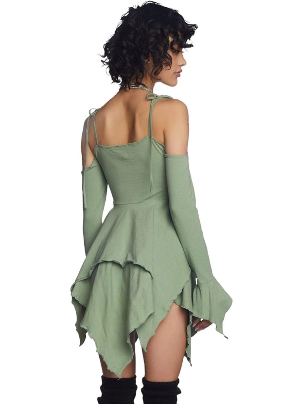 Sz L Dolls Kill Current Mood F Is For Fairies Off-Shoulder Fairycore Mini Dress - Picture 6 of 7